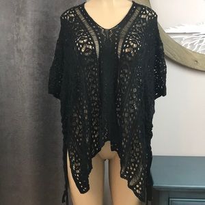 New Open Knit Top Sweater Black